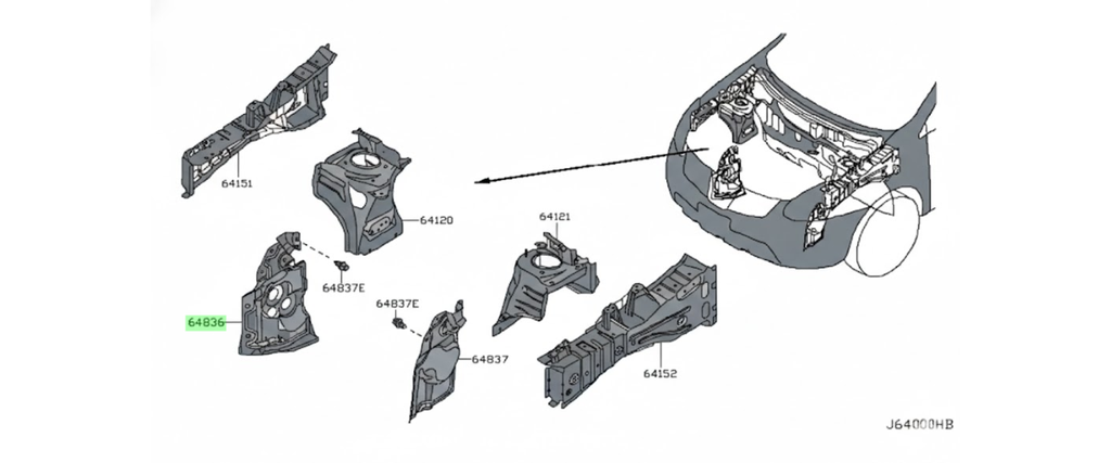 TOLVA INF MOTOR NISSAN ROGUE 2013 AL 2015 LAT DER ORIGINAL COD. 64838-1DA0A