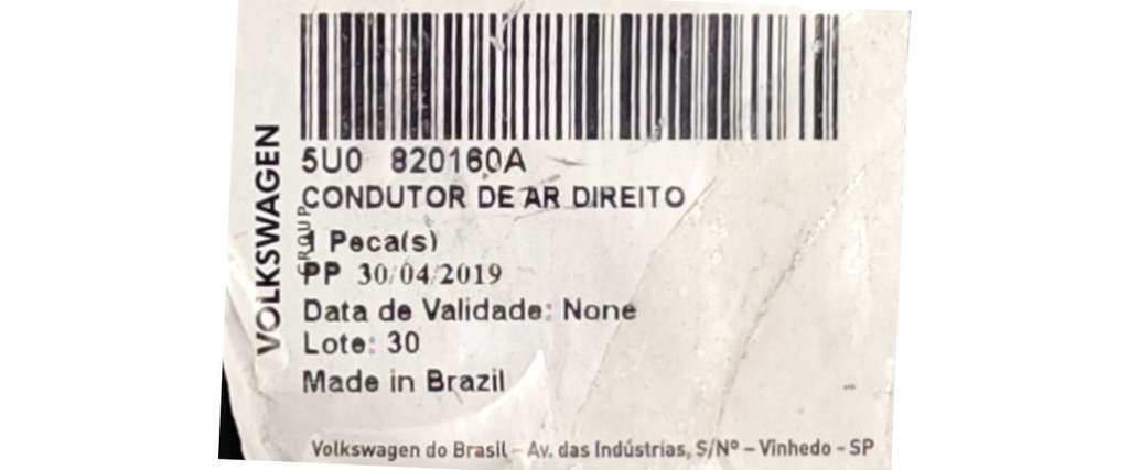 TOLVA RADIADOR DEFLECTOR DE AIRE VOLKSWAGEN GOL/ SAVEIRO 2009 AL 2021 DEL DER ORIGINAL COD. 5U0-820-160-A