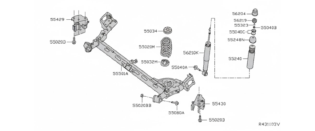 GOMA DE REBOTE TRAS NISSAN SENTRA 2013 AL 2019 ORIGINAL COD. 55240-3SH0A