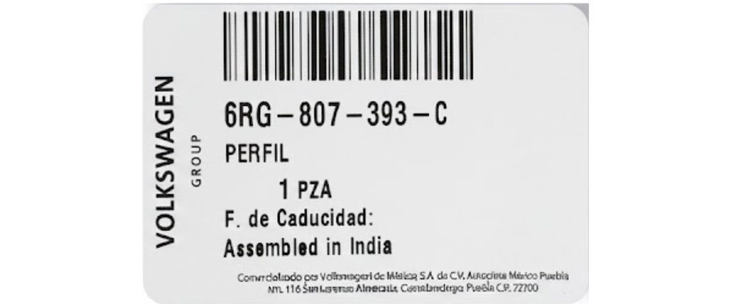 GUIA FASCIA (DEFENSA) VOLKSWAGEN POLO GTI 2015 AL 2017 TRAS IZQ ORIGINAL COD. 6RG-807-393-C