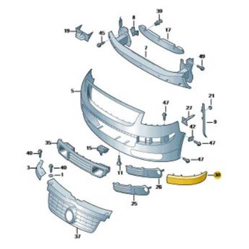 MOLDURA FASCIA (DEFENSA) VOLKSWAGEN TRANSPORTER/ CARAVAN T5 2003 AL 2010 DEL DER ORIGINAL COD. 7H0-807-718