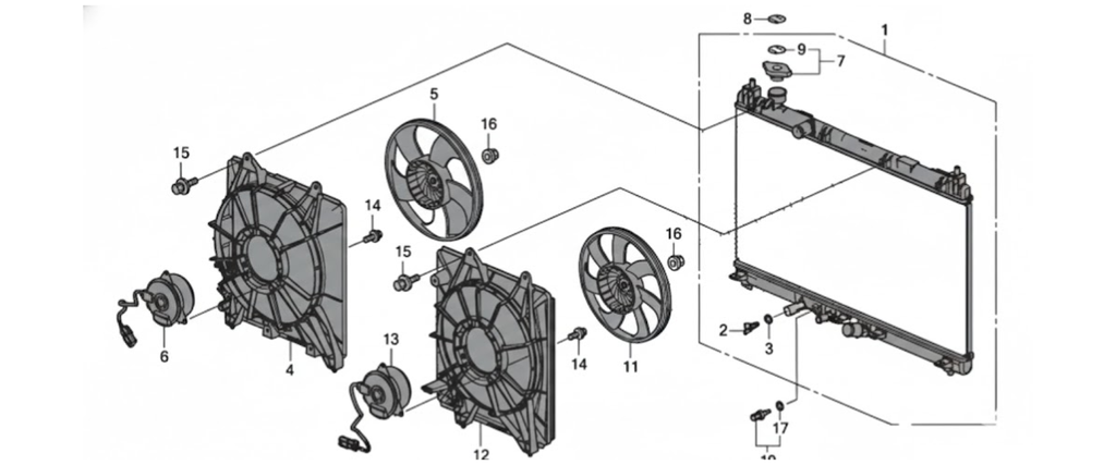 TOLVA VENTILADOR HONDA FIT 2015 AL 2020 DEL ORIGINAL COD. 19015-5R1-003