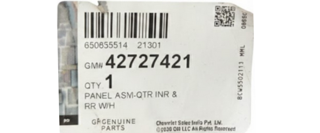 REFUERZO INT COSTADO CHEVROLET BEAT 2017 AL 2021 TRAS DER ORIGINAL COD. 42727421