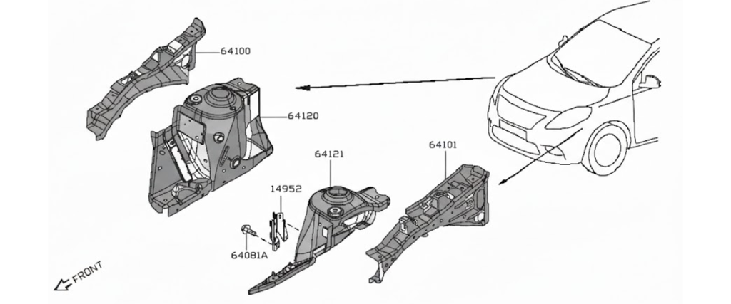 CAJA DE RUEDA NISSAN VERSA/ MARCH 2012 AL 2022 DEL IZQ ORIGINAL COD. F4121-1HLMA