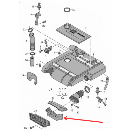 DUCTO ADMISION DE AIRE VOLKSWAGEN JETTA A5/ BORA/ GOLF 2005 AL 2010/ BEETLE 2012 AL 2018/ SEAT LEON/ ALTEA 2004 AL 2012 NEG ORIGINAL COD. 1K0-805-962-C