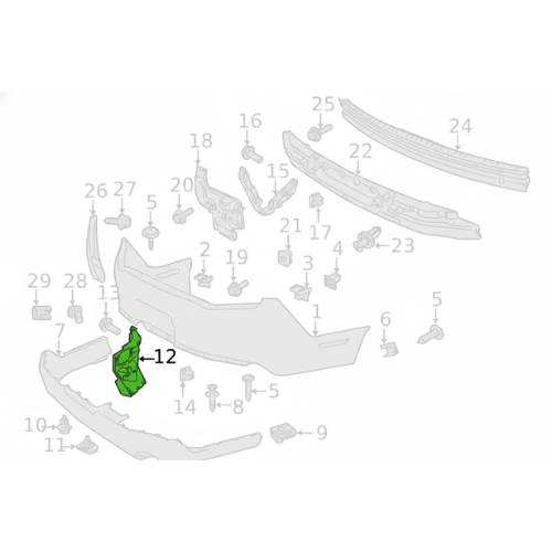 GUIA (FASCIA) DEFENSA FORD MUSTANG 2010 AL 2014 TRAS DER