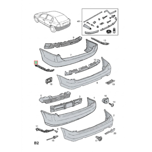 GUIA FASCIA (DEFENSA) CHEVROLET ASTRA/ SEDAN 1998 AL 2005 TRAS DER ORIGINAL GM COD. 93240874