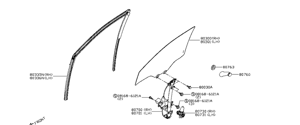 EMPAQUE HULE CRISTAL NISSAN NP300/ FRONTIER 2016 AL 2024 P/PUERTA DEL DER ORIGINAL COD. 80330-4KH0A