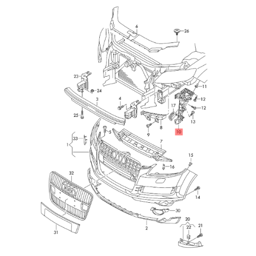GUIA FASCIA (DEFENSA) AUDI Q7 2007 AL 2015 DEL IZQ ORIGINAL COD. 4L0807283B
