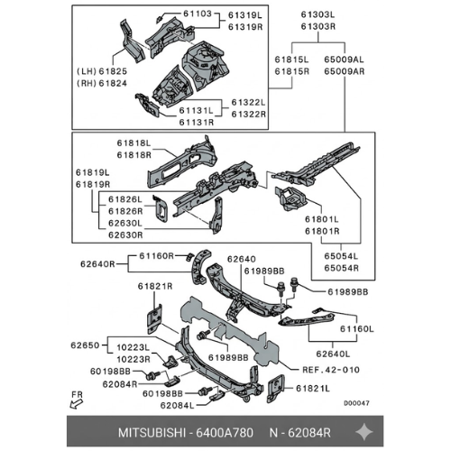 AL BRACK (BRAZO) DEFENSA MITSUBISHI OUTLANDER 2007 AL 2013 INF DEL DER ORIGINAL COD. 6400A780