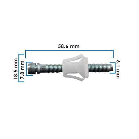 AJUSTADOR FARO CHEVROLET VARIOS 50-22 20 PIEZAS NYLON BLANCO 6.3 1/4 56.1 2 13/64 43.4 1 45/64 18.5 MM 47/64 7.8 MM 5/16 