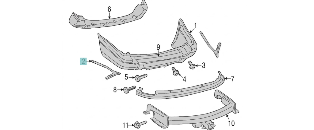 RETENEDOR FASCIA (DEFENSA) JEEP GRAND CHEROKEE 2003 AL 20004 LAREDO/LIMITED/OVERLAND/SPORT 2WD/4WD TRAS IZQ ORIGINAL COD. 55155501AG