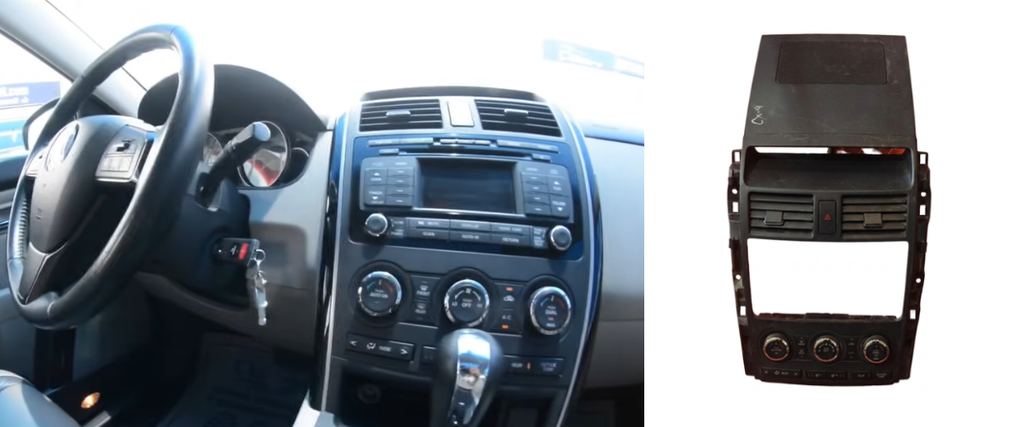 MOLDURA TABLERO (RADIO) MAZDA CX9 2007 AL 2015 C/CONTORL CLIMA C/BOTON P/INTERMITENTES C/REJILLAS P/AIRE INT CENT DESMONTADO ORIGINAL COD. TD1355530