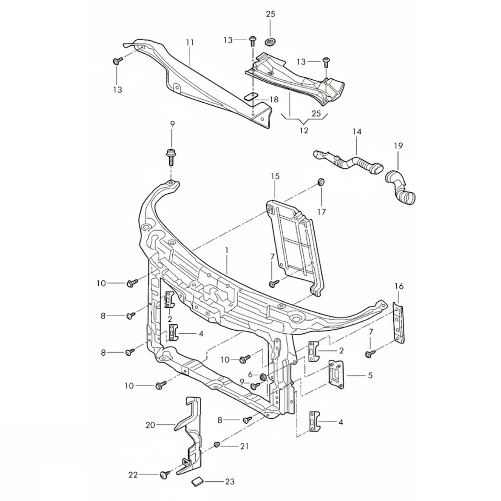 SOPORTE MARCO RADIADOR VOLKSWAGEN GOL/ SAVEIRO 2009 AL 2011 CHAPA FLECHAMENTO DEL IZQ ORIGINAL COD. 5U0804182CTR