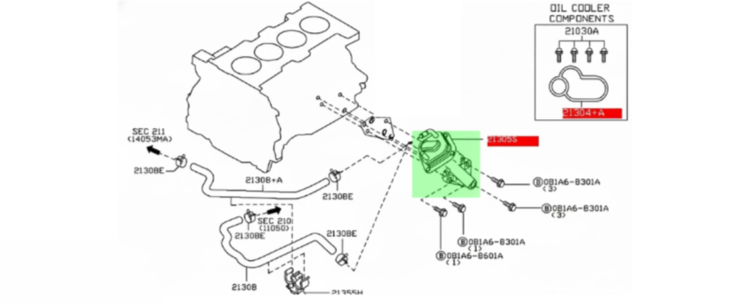 ENFRIADOR NISSAN ALTIMA/ MAXIMA 2007 AL 2014 2.5L ACEITE ORIGINAL COD. 21300-JA06A