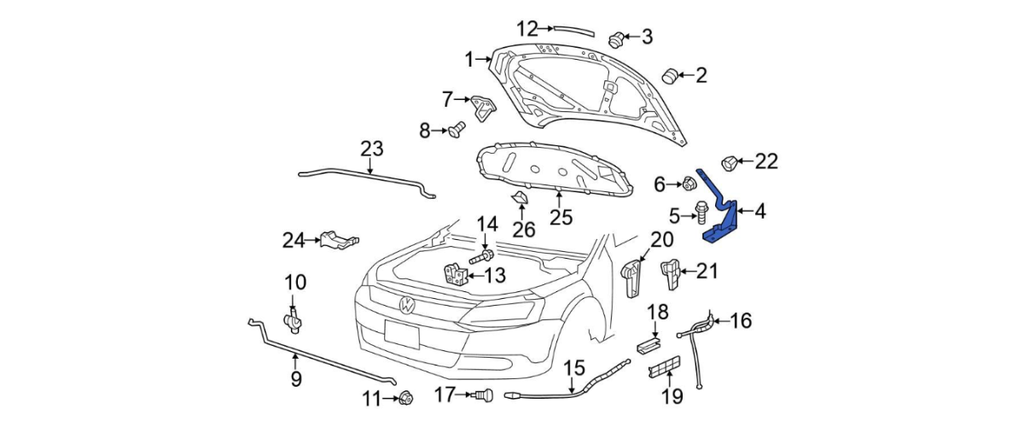 BISAGRA COFRE VOLKSWAGEN JETTA BICENTANARIO 2011 AL 2018 IZQ ORIGINAL COD. 5C6-823-301-A