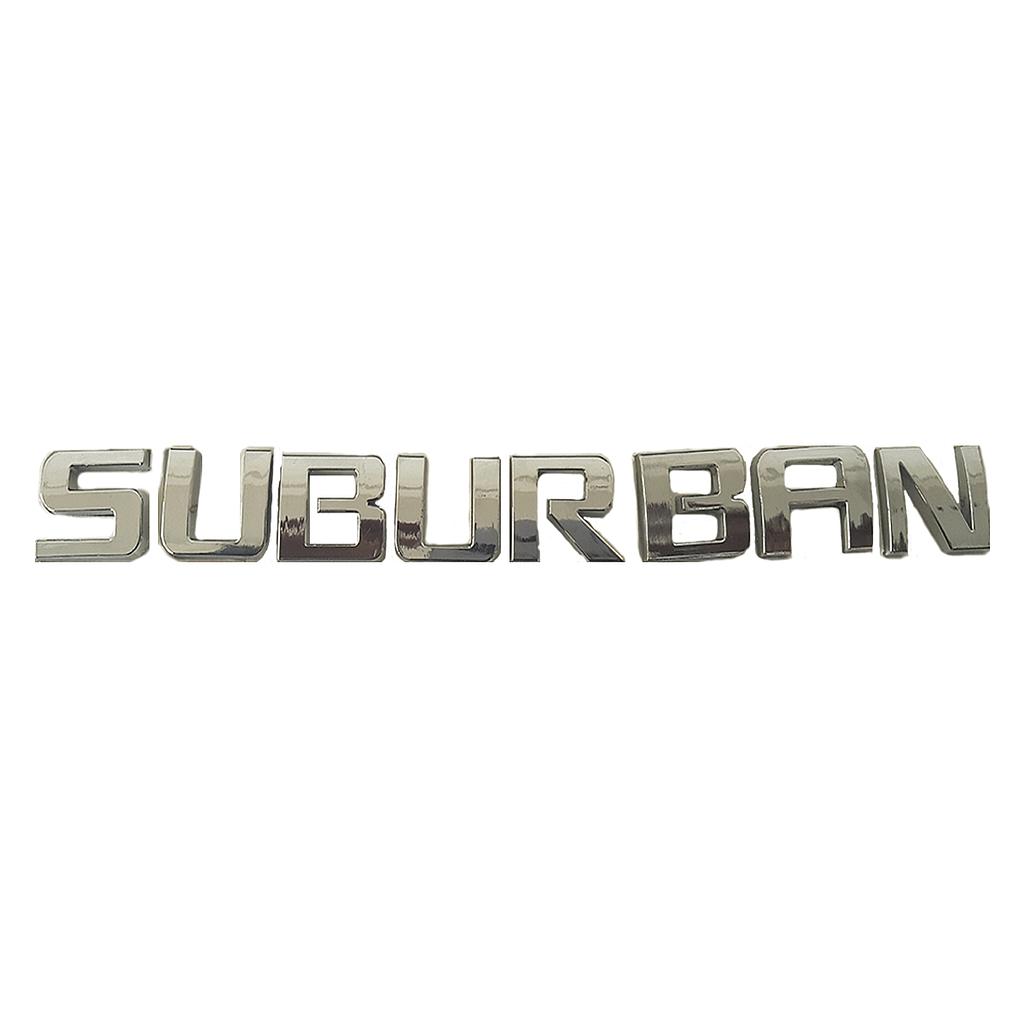INSIGNIA ORIGINAL 5TA PUERTA LETRAS CHEVROLET SUBURBAN DE 2007 AL 2017 C/ADHERIBLE 23X2CM CROM 1 PZA ( C-061)