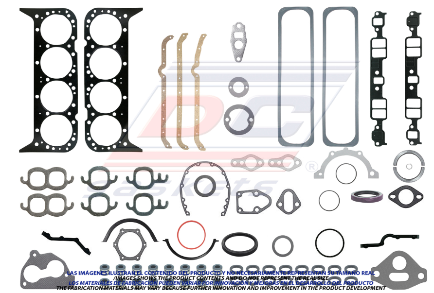 JUEGO DE JUNTAS DE MOTOR CHEVROLET PU C1500 DE 1992 AL 1998 / PU C2500 DE 1992 AL 1998 / PU C30 DE 1992 AL 1998 / CAPRICE DE 1991 AL 1998 / MALIBU DE 1991 AL 1998 / MONTECARLO DE 1991 AL 1998 / SUBURBAN DE 1991 AL 1998 / PU DE 1992 AL 1998 V8 5.7 DC COD. FS150M(114769)