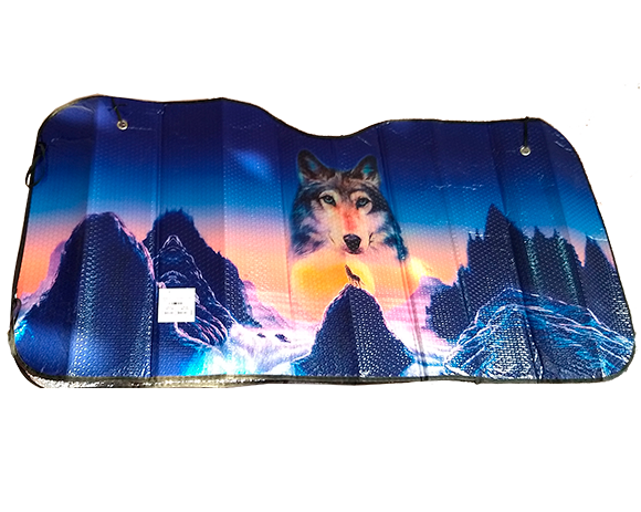 PARASOL PARA AUTO ALUM FIGURA LOBO BURBUJA LUXY 130 X 160CM(AW9171)