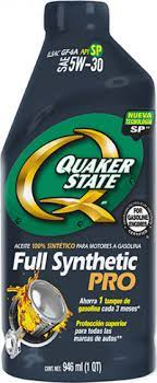 ACEITE SINTETICO MOTOR GASOLINA FULL SYNTHETIC PRO 5W30 QUAKER STATE 946 ML