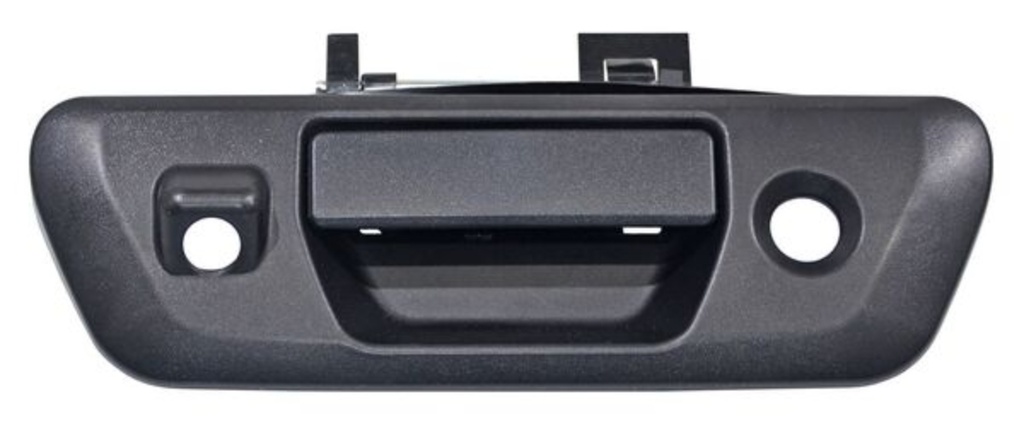 MANIJA TAPA BATEA (CAJA) NISSAN PU NP300/ FRONTIER 2016 AL 2022 C/HOYO P/LLAVE C/HOYO P/CAMARA TEXT NEGRA