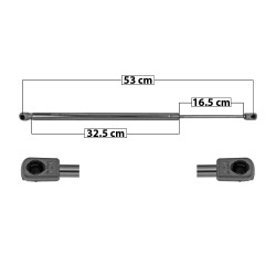 AMORTIGUADOR 5TA PUERTA JEEP COMPASS 07-17 P/5TA PUERTA C/BOCINAS 53 32.5 16.5 620 139.38 63.22 680 152.87 69.34 TUR DER/ IZQ