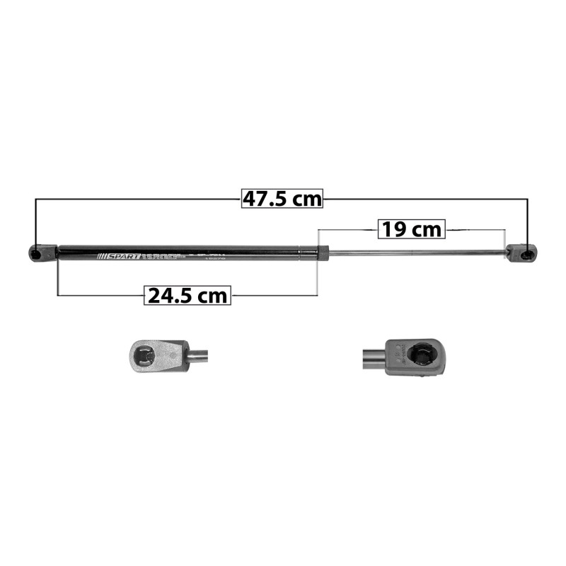 [50761MAN] AMORTIGUADOR COFRE LINCOLN NAVIGATOR 03-06 47.5 24.5 19 ENTRADA TIPO 18 ENTRADA 2 TIPO 9 405 91.05 41.3 345 77.56 35.18 SPART 7911 TUR
