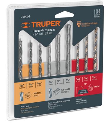 [JBMX-9] JUEGO BROCAS MIXTO 9 PZ TRUPER COD. 11339 JBMX-9 (135660)