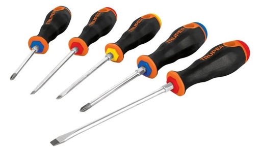 [7501206639955] JUEGO DESARMADORES MANGO COMFORT FIT 5 PZAS COD. 14138