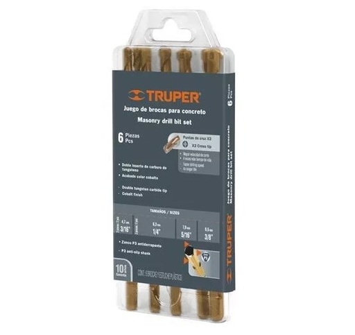 [TRJUEBRCO] JUEGO BROCAS PARA CONCRETO 6 PZ TRUPER COD. 11295 JBCT-6(132842)
