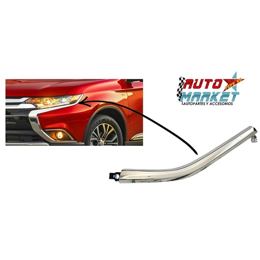 [MIOUT16MFAHGCRSL] MOLDURA ERIOR DE FARO (FASCIA) MITSUBISHI OUTLAN DER 16-17 IZQ CROMDA HGO (131170)