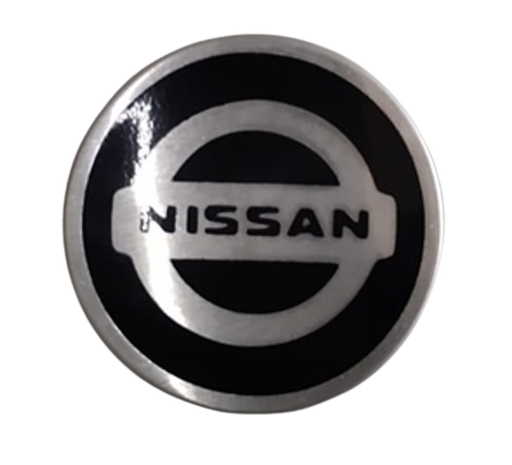 [TANI-NEPL-55] TAPON RIN CENTRO NISSAN NEGRO / PLATA SIN RELIEVE 55 MM